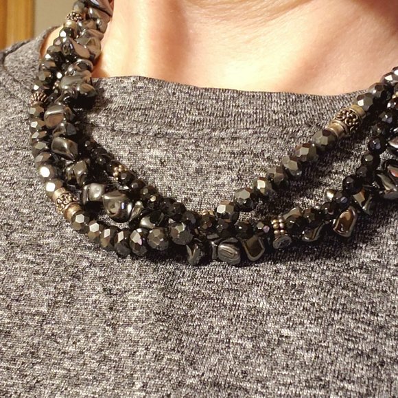 Silpada Sterling Silver Black Onyx Pearl Hematite Leadership  Silpada Black Onyx and Hematite Necklace